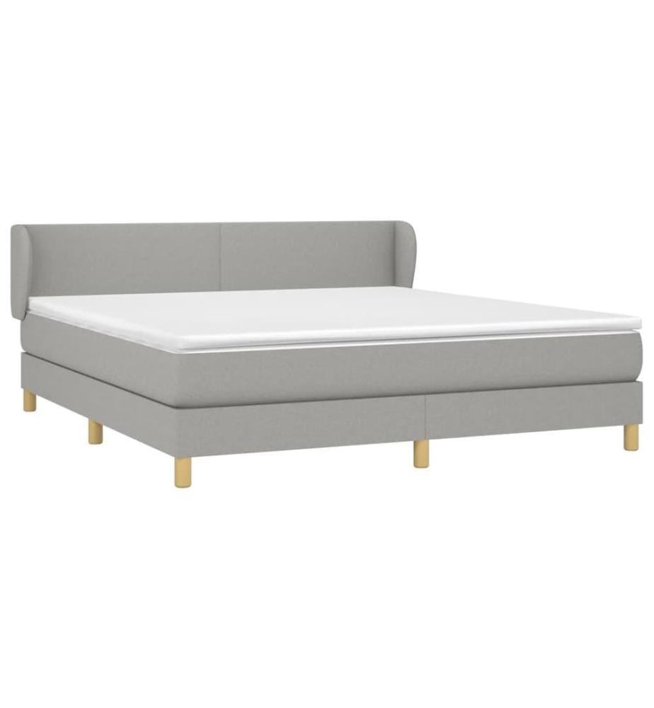 Boxspringbett mit Matratze Hellgrau 180x200 cm Stoff