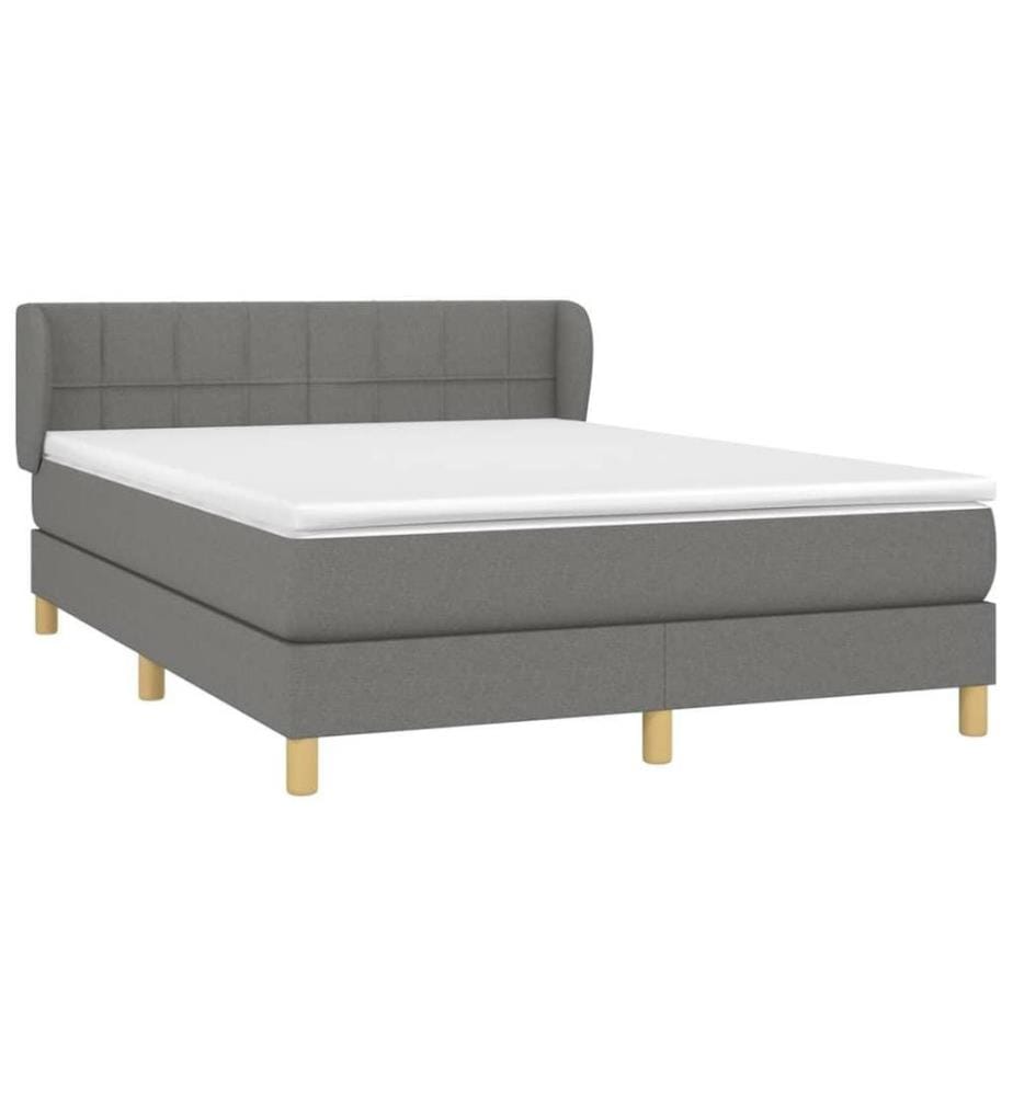 Boxspringbett mit Matratze Dunkelgrau 140x190 cm Stoff