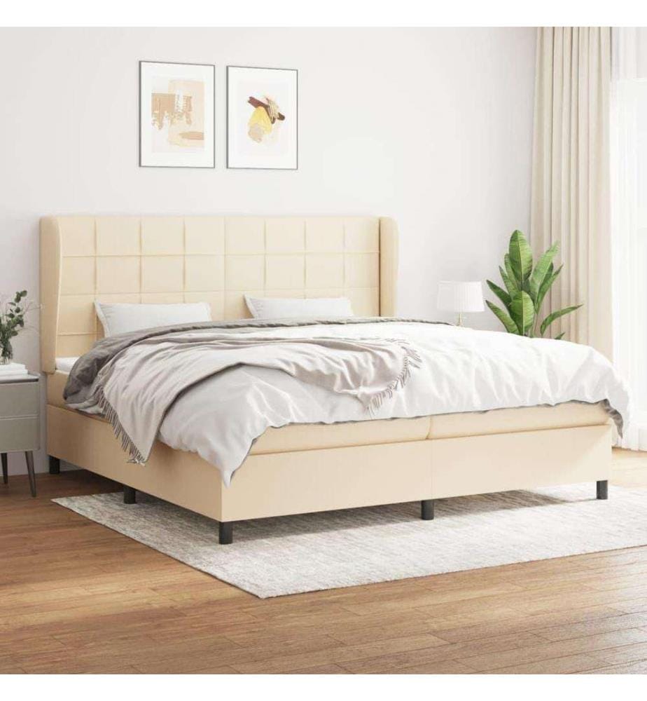 Boxspringbett mit Matratze Creme 200x200 cm Stoff