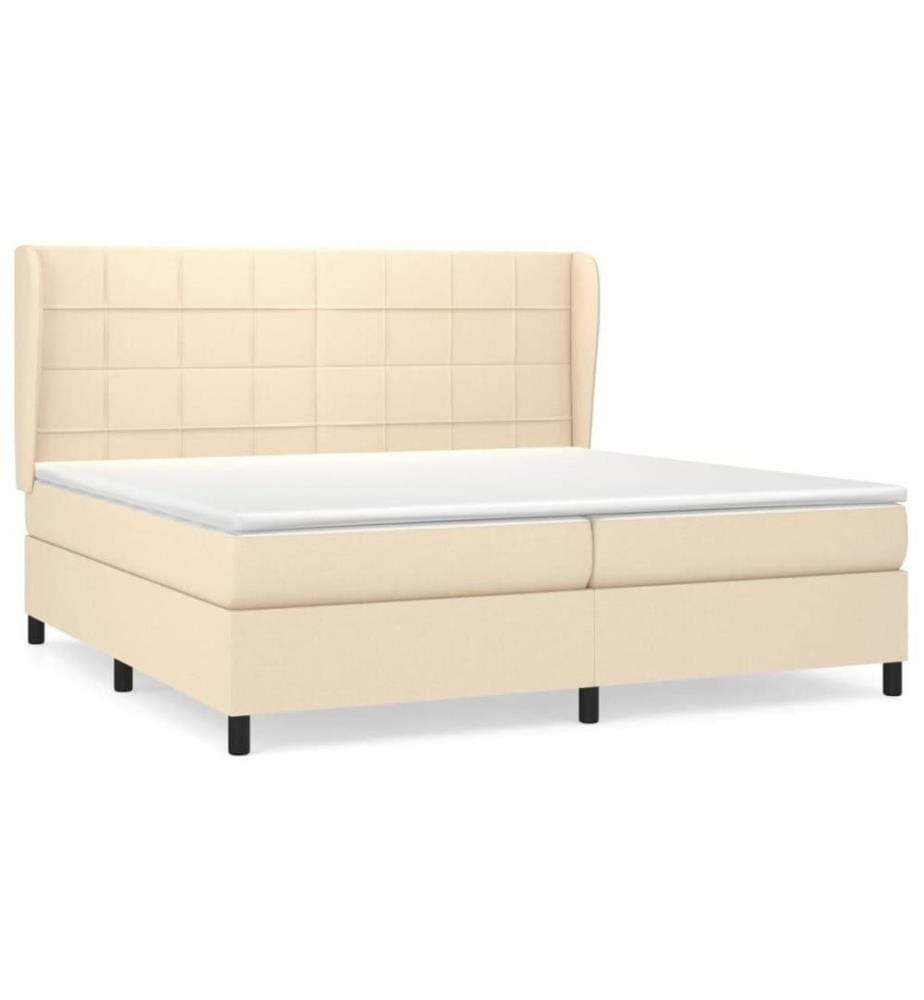 Boxspringbett mit Matratze Creme 200x200 cm Stoff