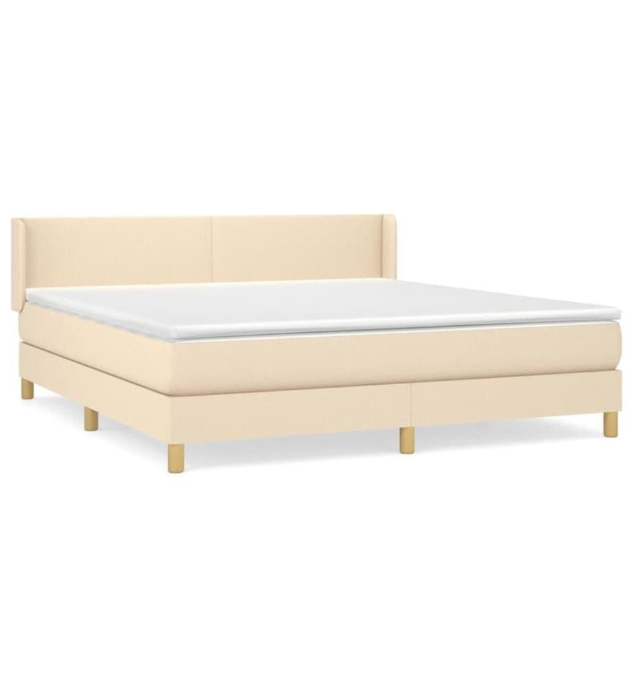 Boxspringbett mit Matratze Creme 160x200 cm Stoff