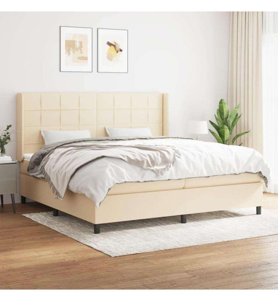 Boxspringbett mit Matratze Creme 200x200 cm Stoff