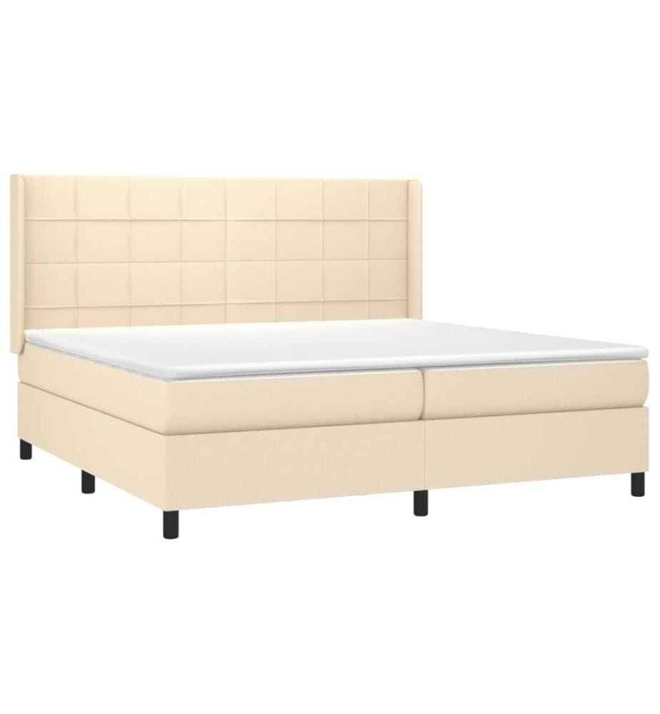 Boxspringbett mit Matratze Creme 200x200 cm Stoff