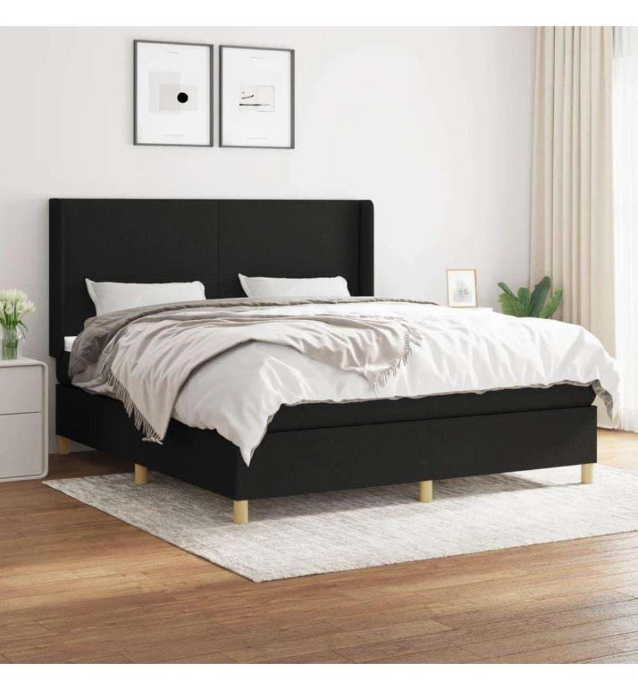 Boxspringbett mit Matratze Schwarz 180x200 cm Stoff