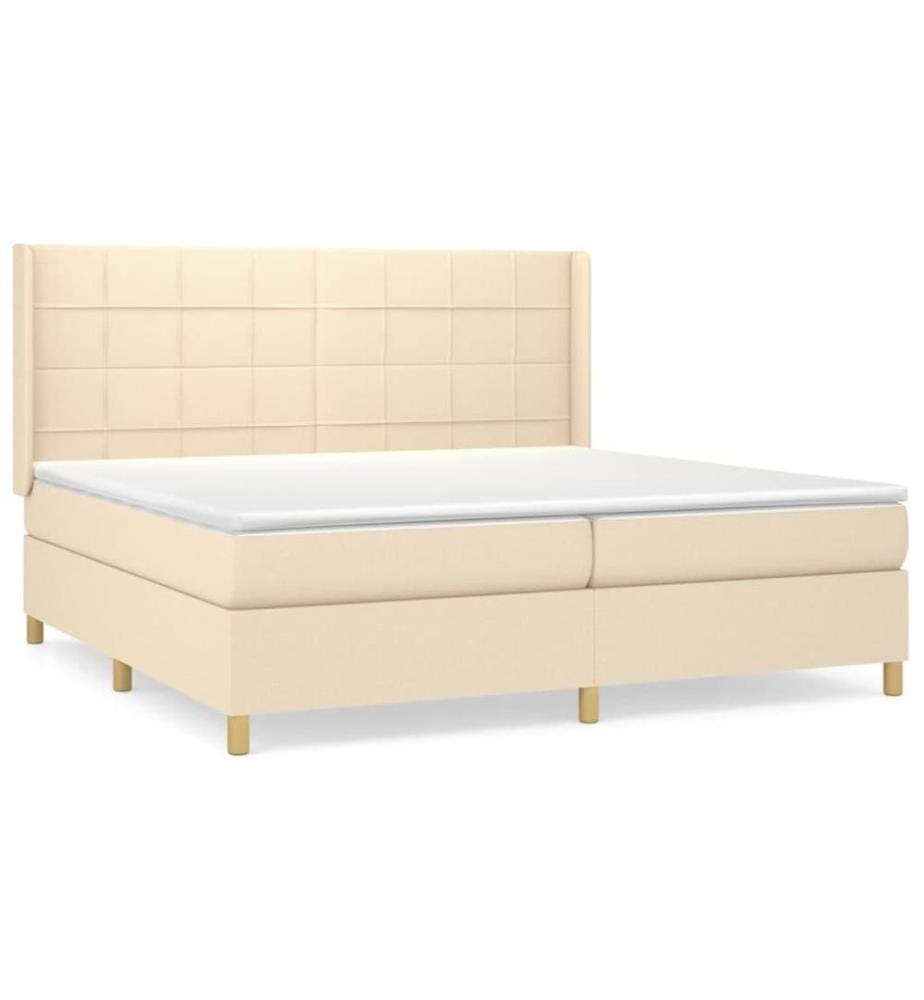Boxspringbett mit Matratze Creme 200x200 cm Stoff