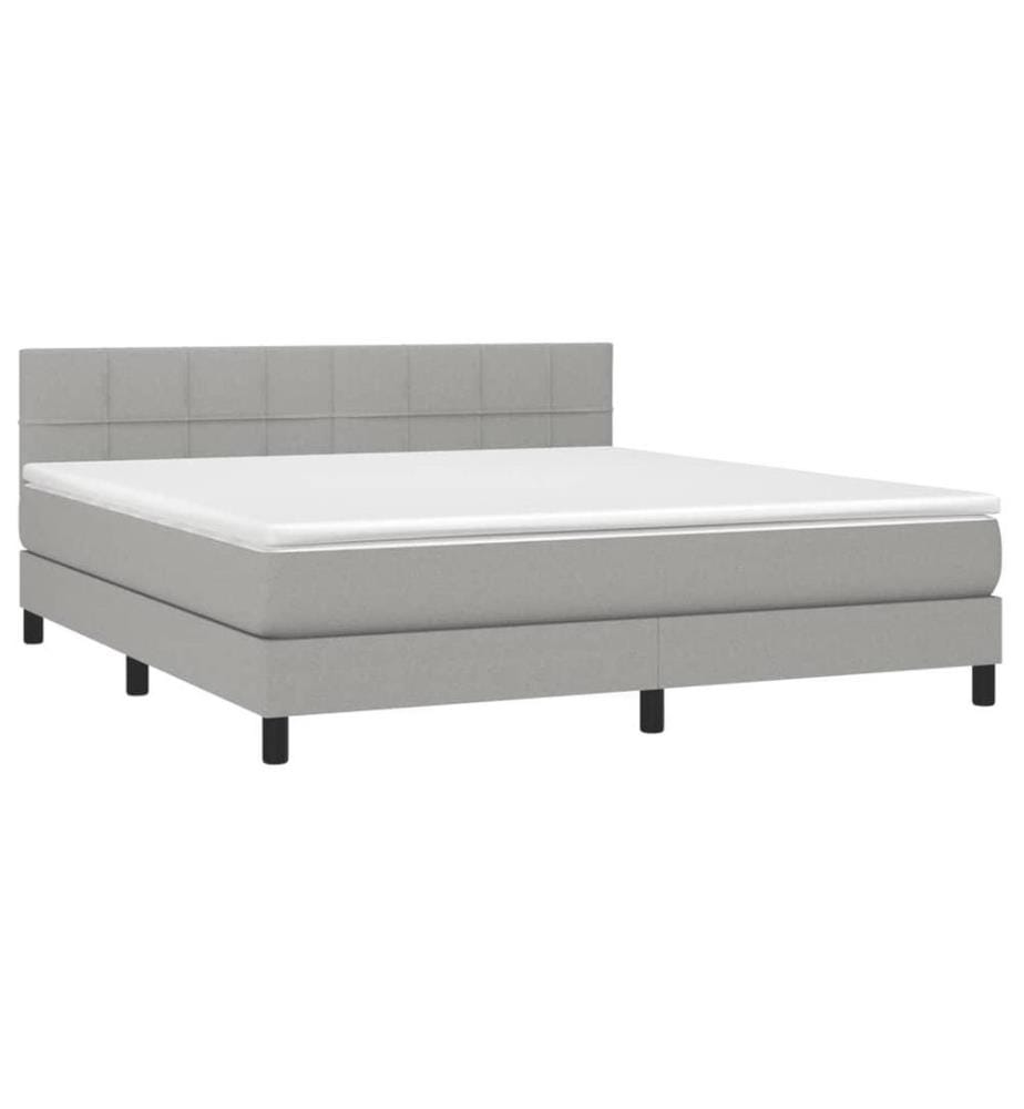 Boxspringbett mit Matratze & LED Hellgrau 180x200 cm Stoff