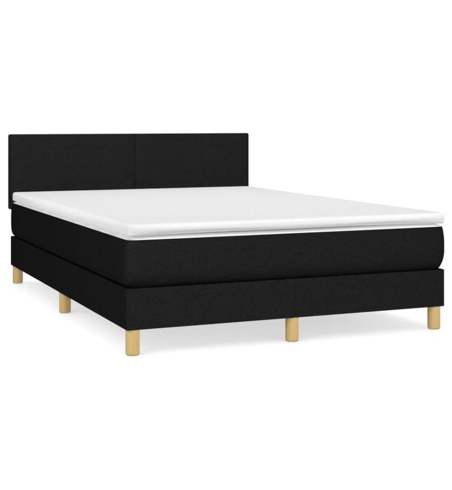 Boxspringbett mit Matratze Schwarz 140x200 cm Stoff