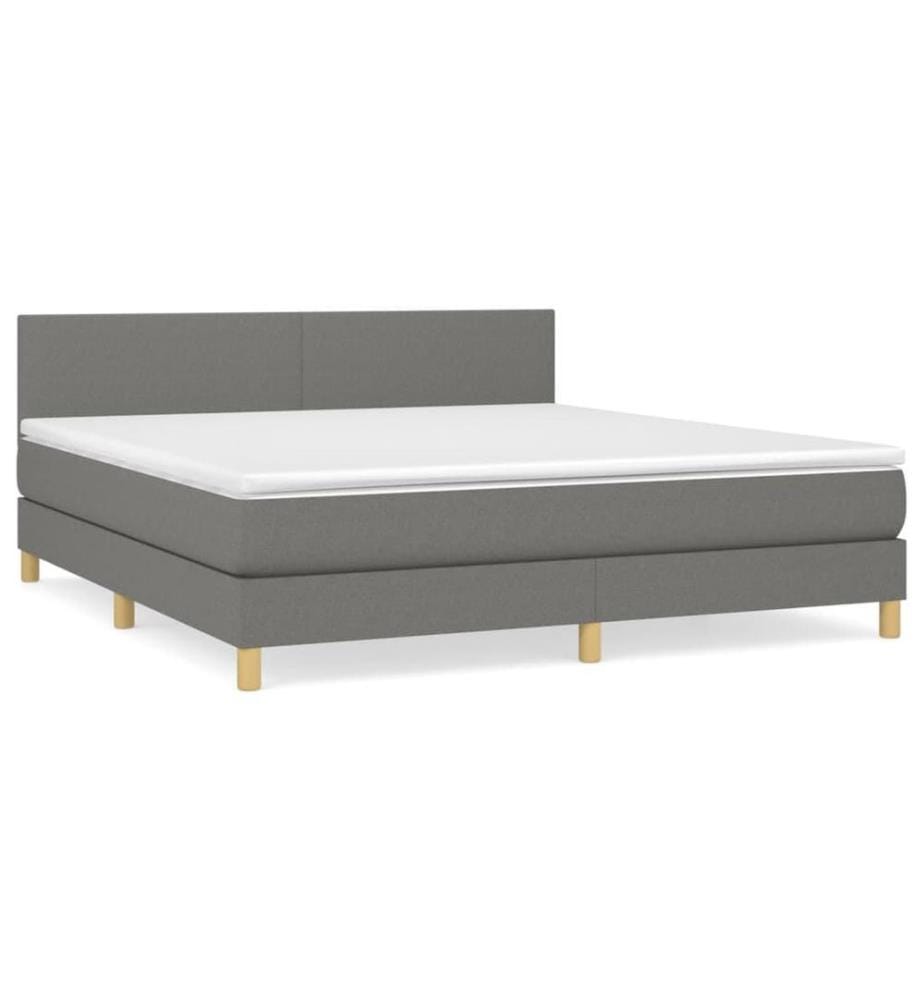 Boxspringbett mit Matratze Dunkelgrau 160x200 cm Stoff