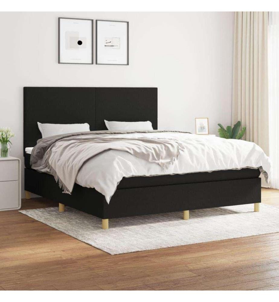 Boxspringbett mit Matratze Schwarz 160x200 cm Stoff