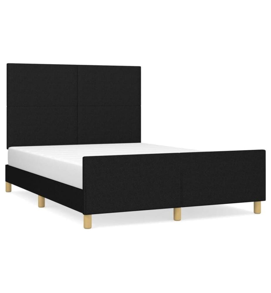 Cadre de lit avec tête de lit Noir 140x190 cm Tissu