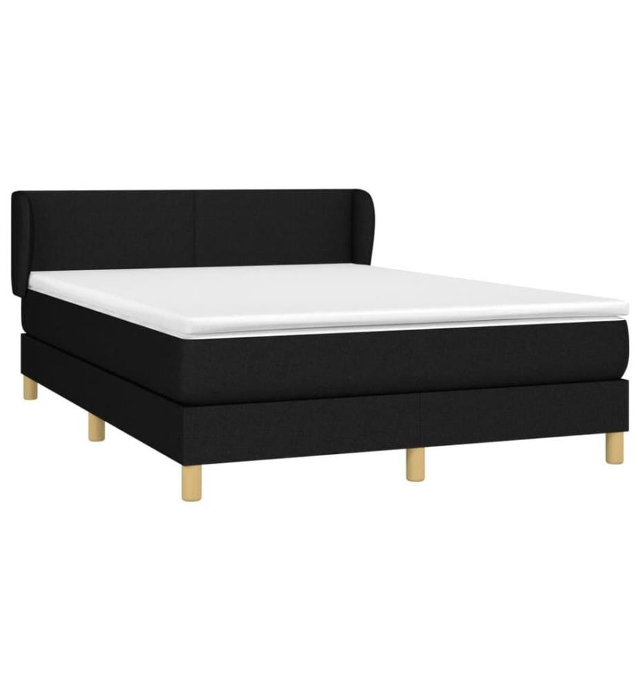 Boxspringbett mit Matratze Schwarz 140x190 cm Stoff