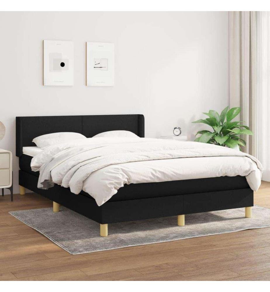 Boxspringbett mit Matratze Schwarz 140x190 cm Stoff