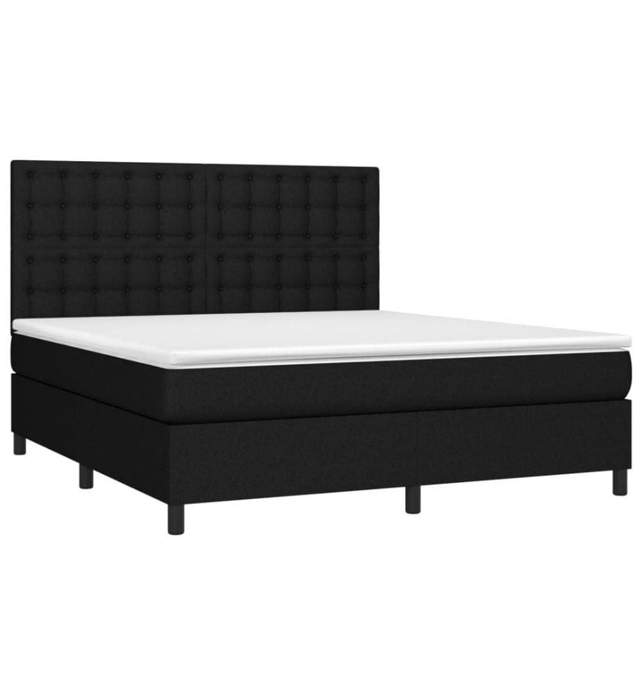 Boxspringbett mit Matratze & LED Schwarz 180x200 cm Stoff