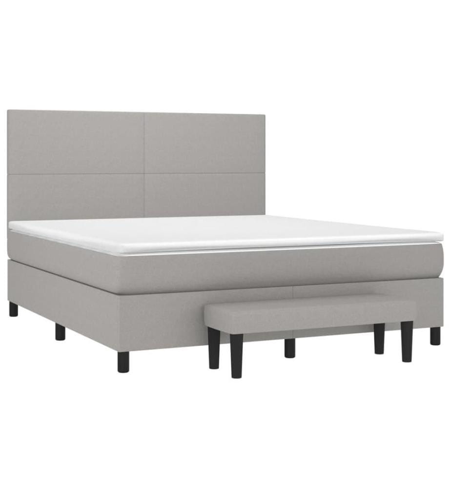 Boxspringbett mit Matratze Hellgrau 160x200 cm Stoff