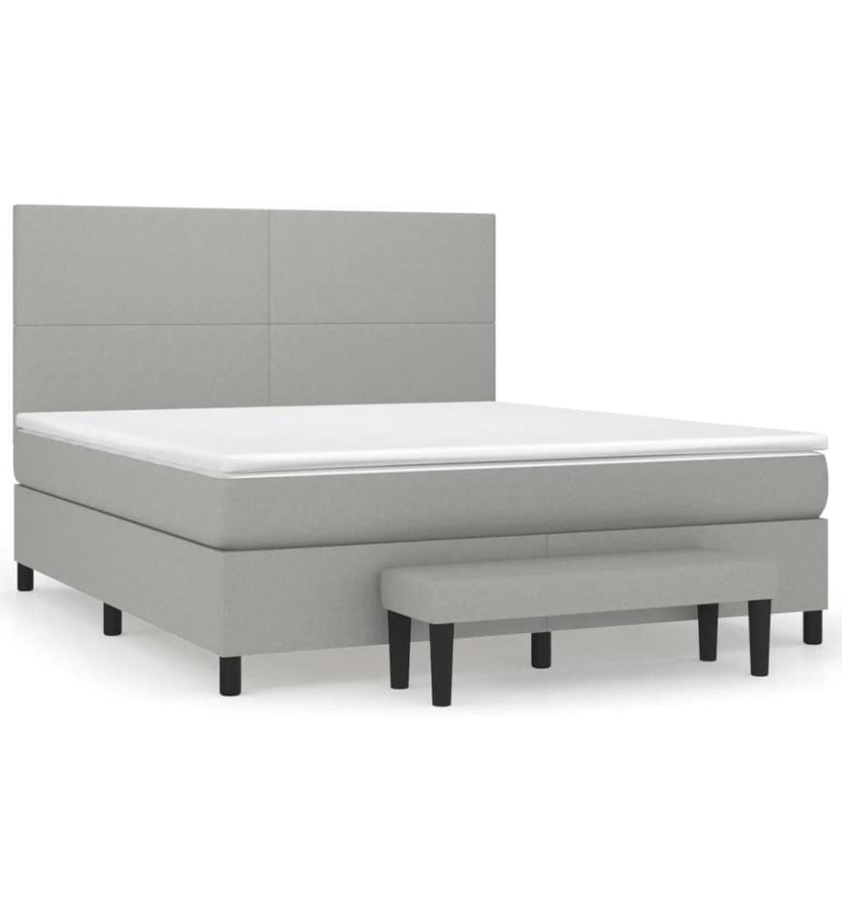 Boxspringbett mit Matratze Hellgrau 180x200 cm Stoff