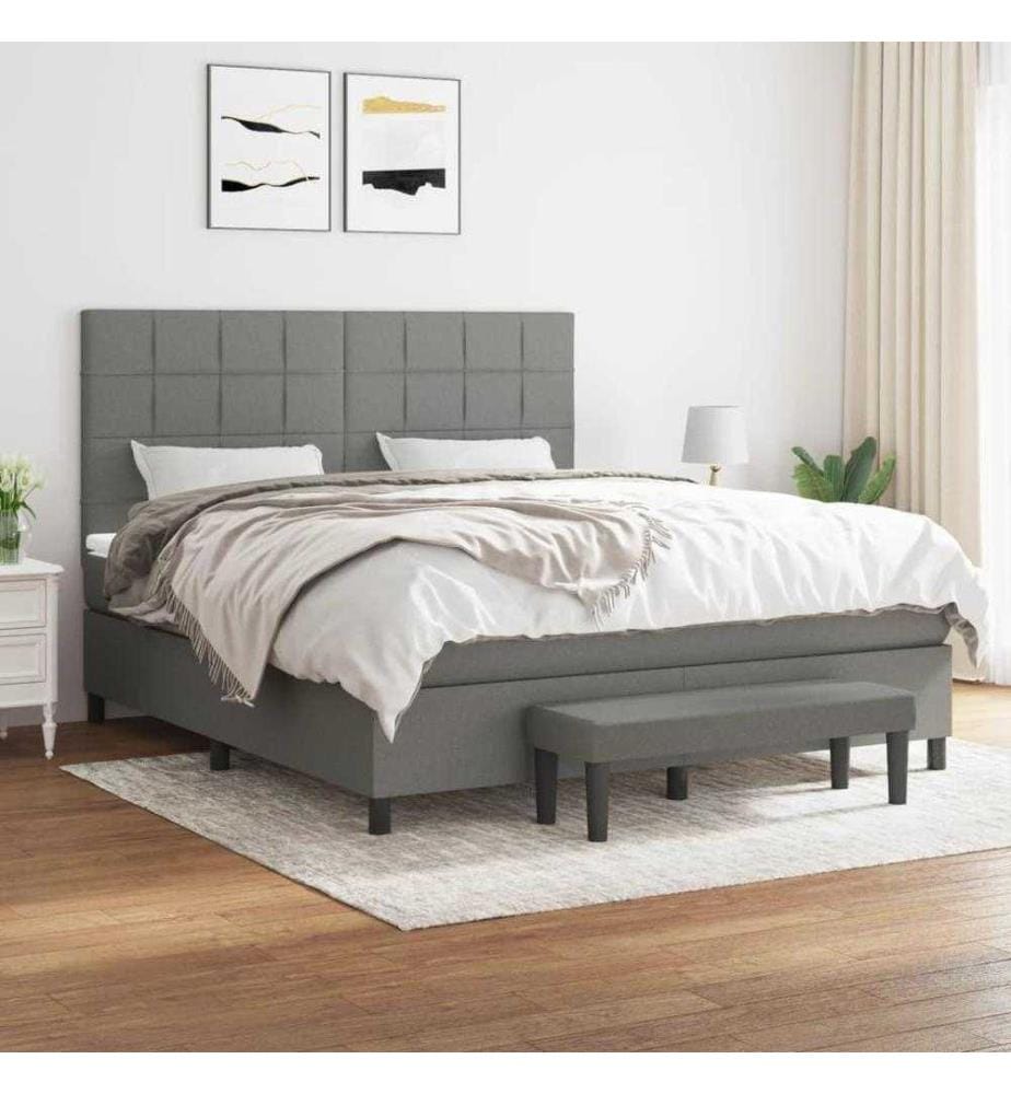 Boxspringbett mit Matratze Dunkelgrau 180x200 cm Stoff