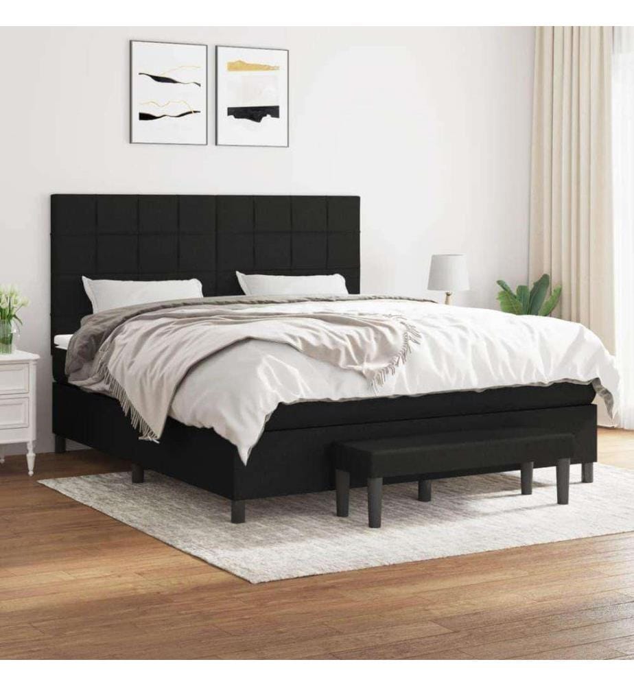 Boxspringbett mit Matratze Schwarz 180x200 cm Stoff