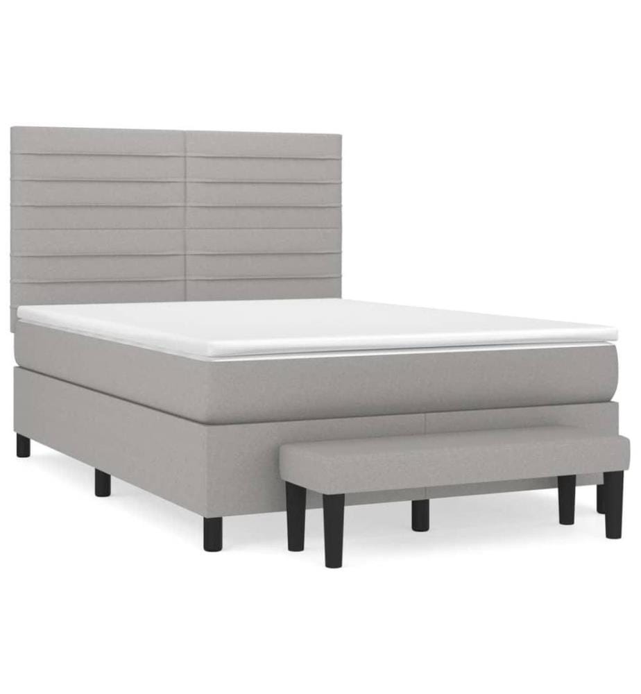 Boxspringbett mit Matratze Hellgrau 140x200 cm Stoff