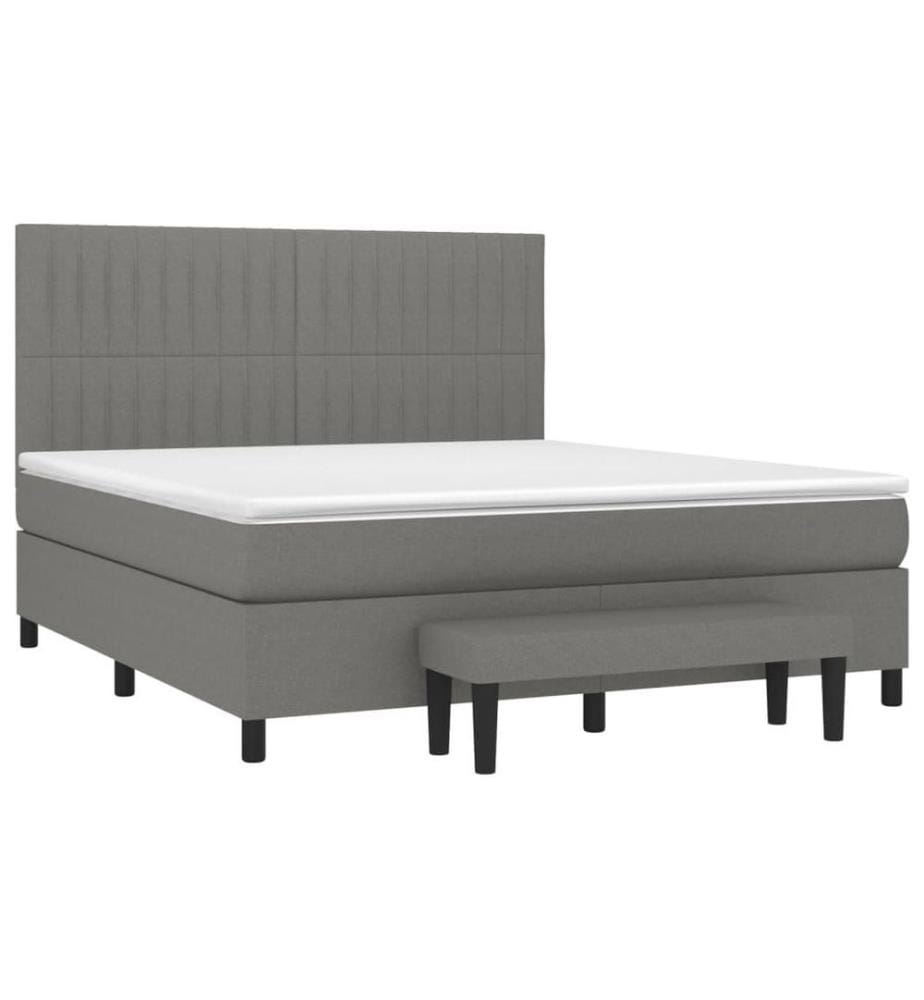 Boxspringbett mit Matratze Dunkelgrau 180x200 cm Stoff