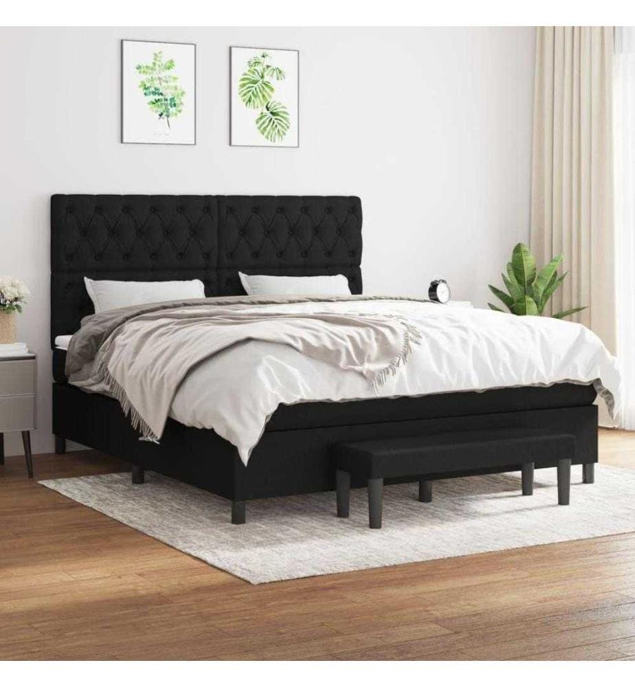 Boxspringbett mit Matratze Schwarz 160x200 cm Stoff