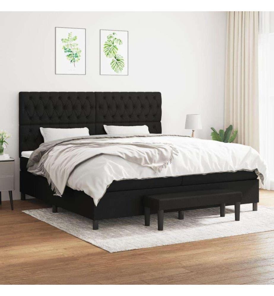 Boxspringbett mit Matratze Schwarz 200x200 cm Stoff
