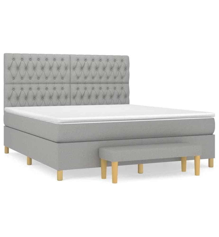 Boxspringbett mit Matratze Hellgrau 180x200 cm Stoff