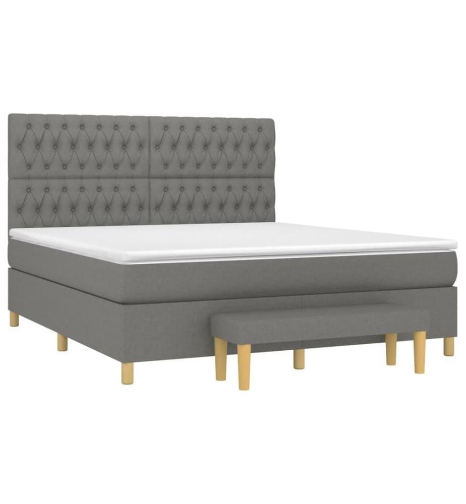 Boxspringbett mit Matratze Dunkelgrau 180x200 cm Stoff