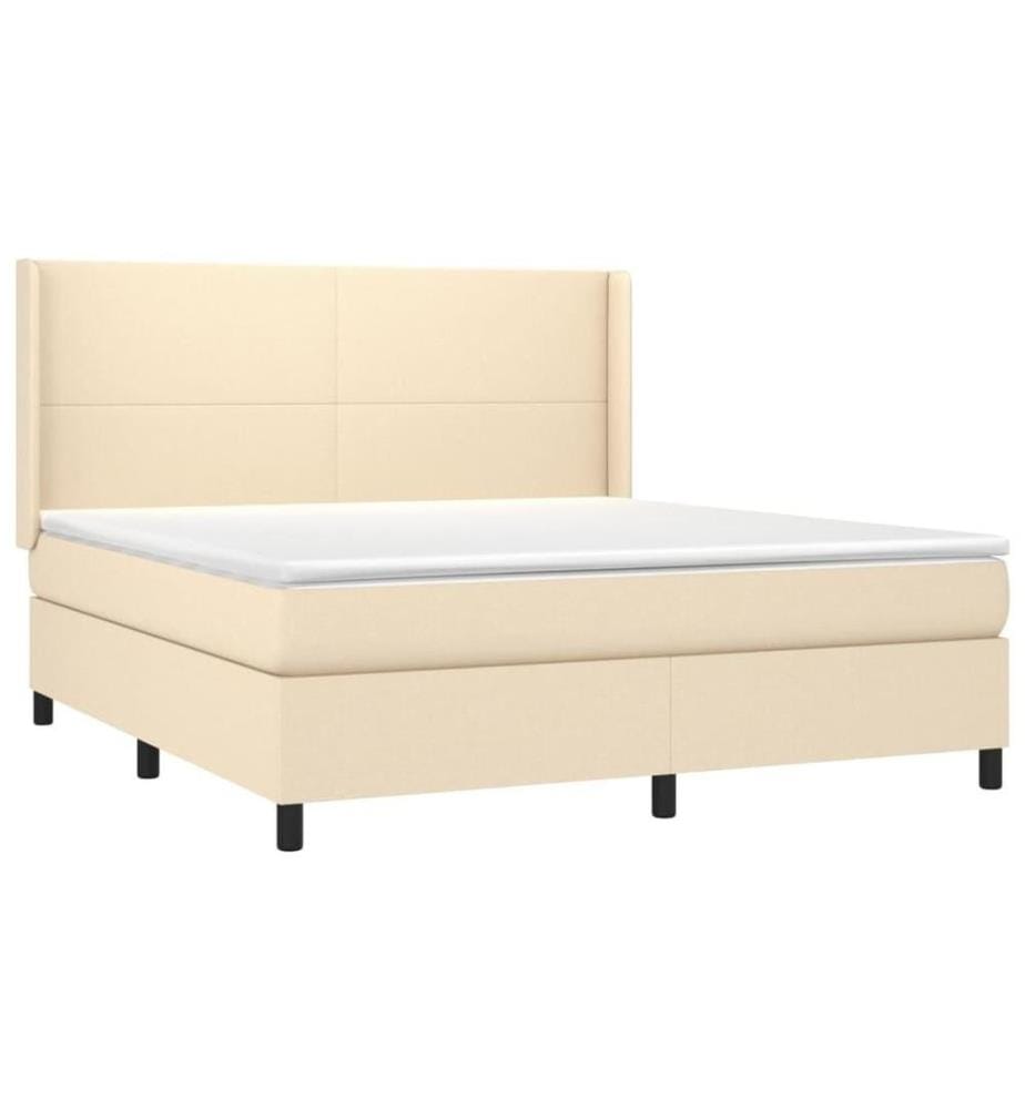 Boxspringbett mit Matratze & LED Creme 160x200 cm Stoff