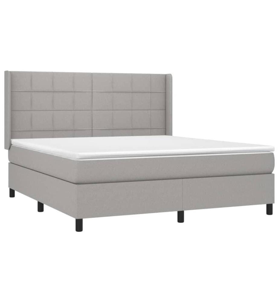 Boxspringbett mit Matratze & LED Hellgrau 180x200 cm Stoff