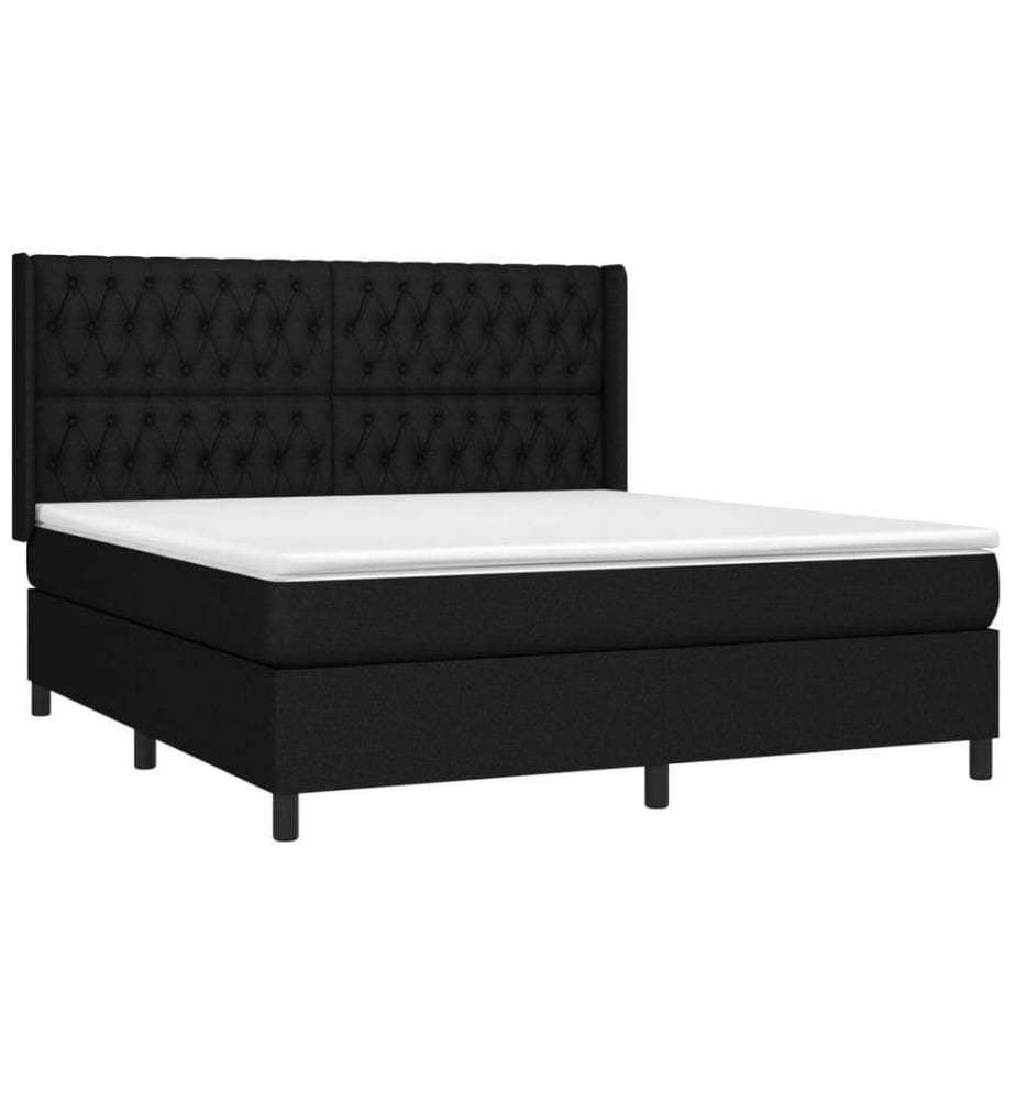 Boxspringbett mit Matratze & LED Schwarz 180x200 cm Stoff