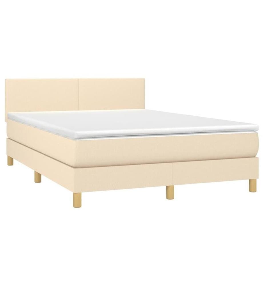 Boxspringbett mit Matratze Creme 140x200 cm Stoff