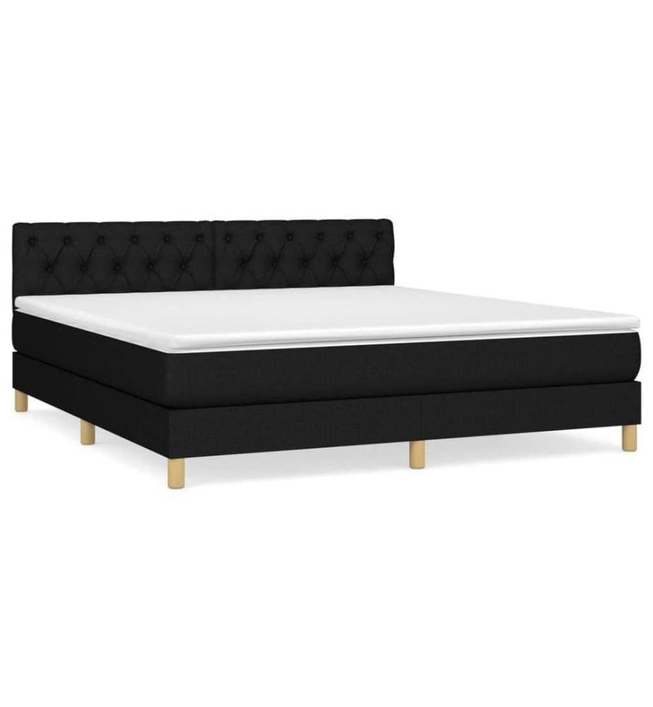 Boxspringbett mit Matratze Schwarz 160x200 cm Stoff