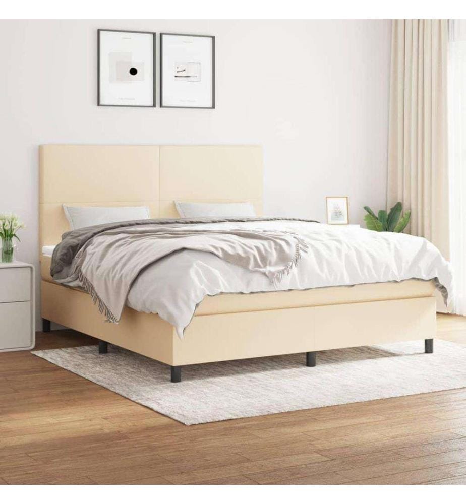 Boxspringbett mit Matratze Creme 160x200 cm Stoff