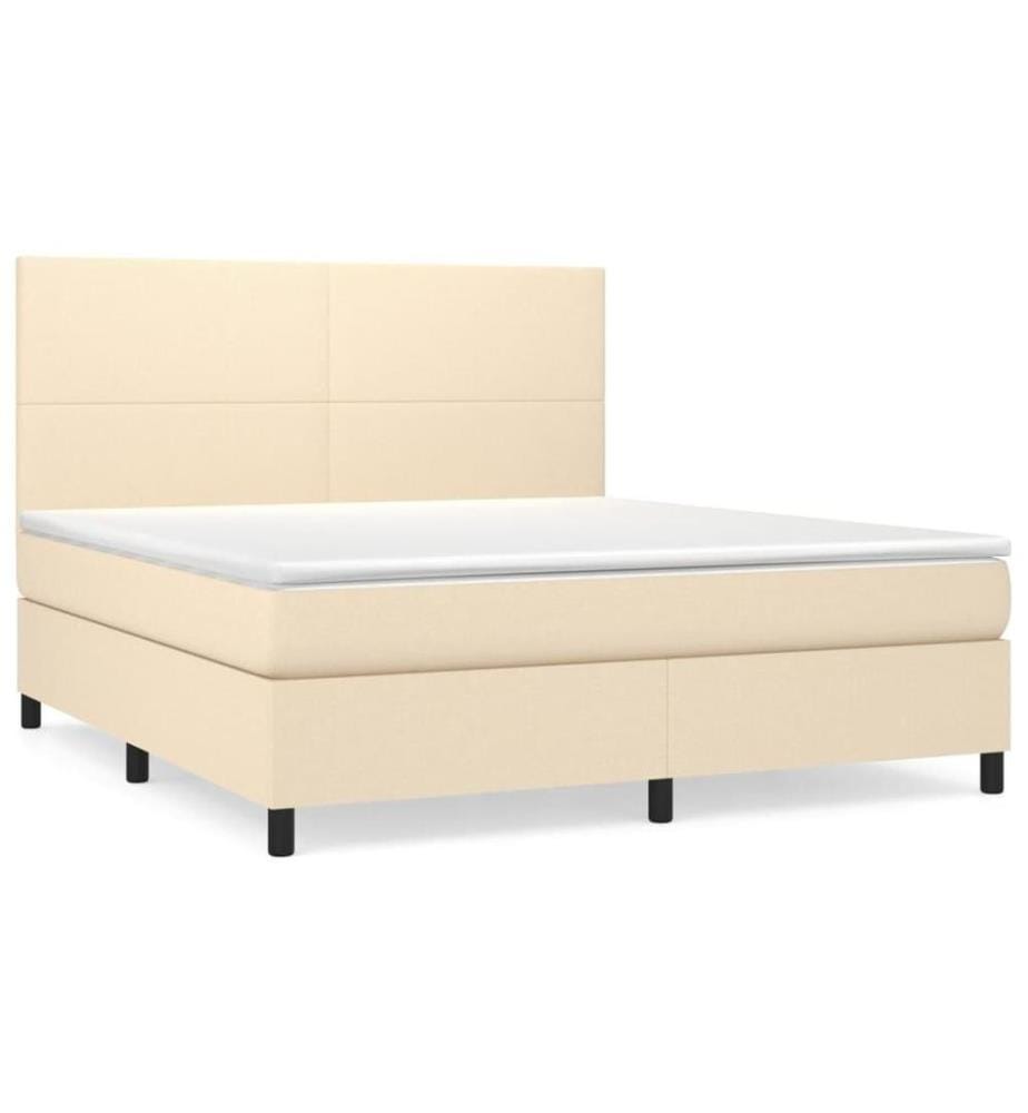 Boxspringbett mit Matratze Creme 160x200 cm Stoff