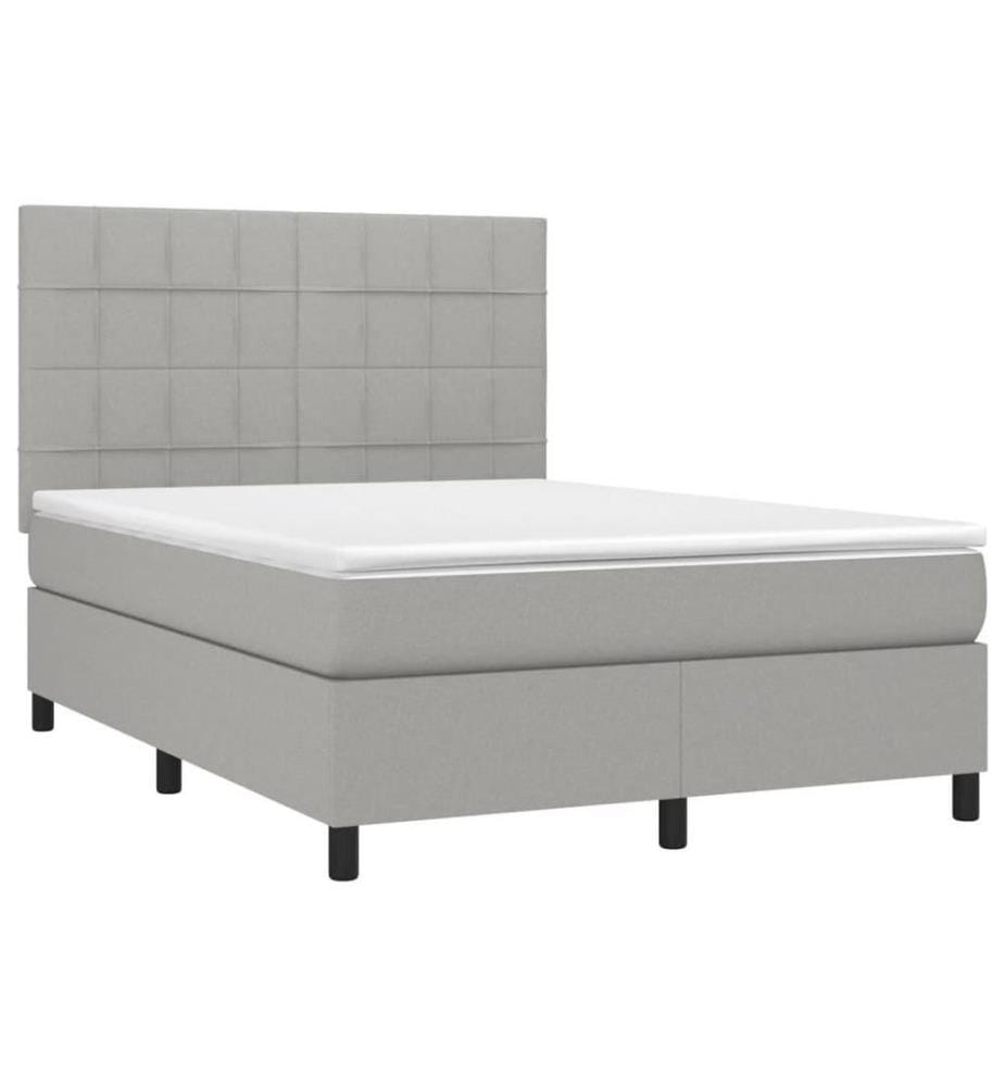 Boxspringbett mit Matratze Hellgrau 140x190 cm Stoff