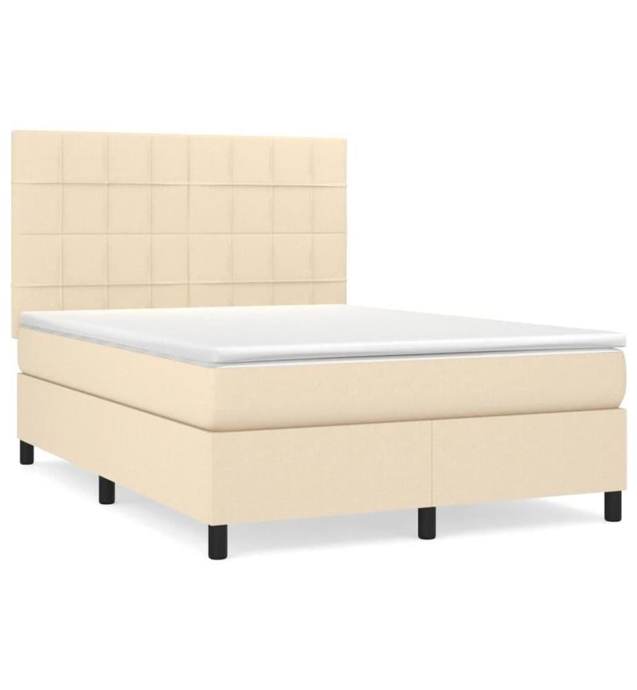 Boxspringbett mit Matratze Creme 140x200 cm Stoff