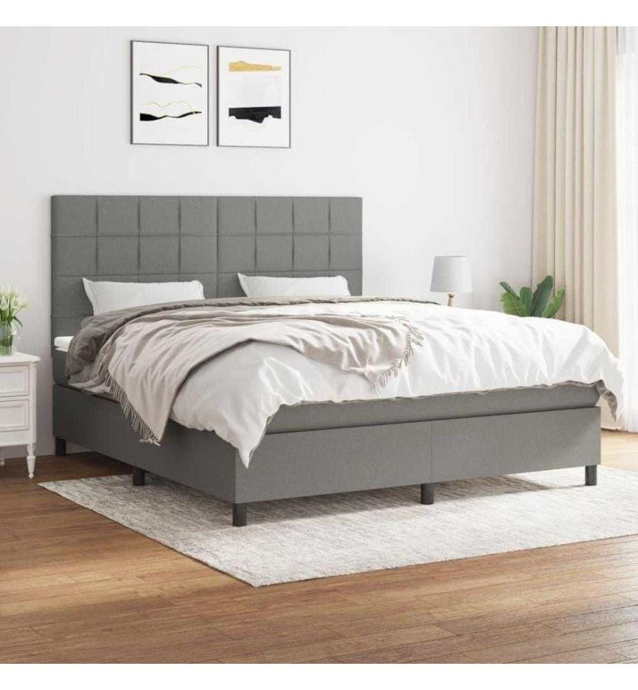 Boxspringbett mit Matratze Dunkelgrau 160x200 cm Stoff