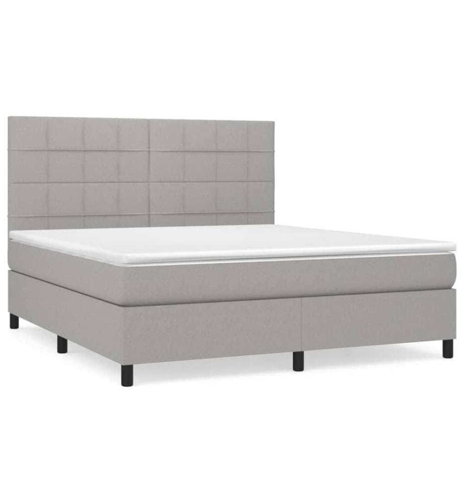 Boxspringbett mit Matratze Hellgrau 180x200 cm Stoff