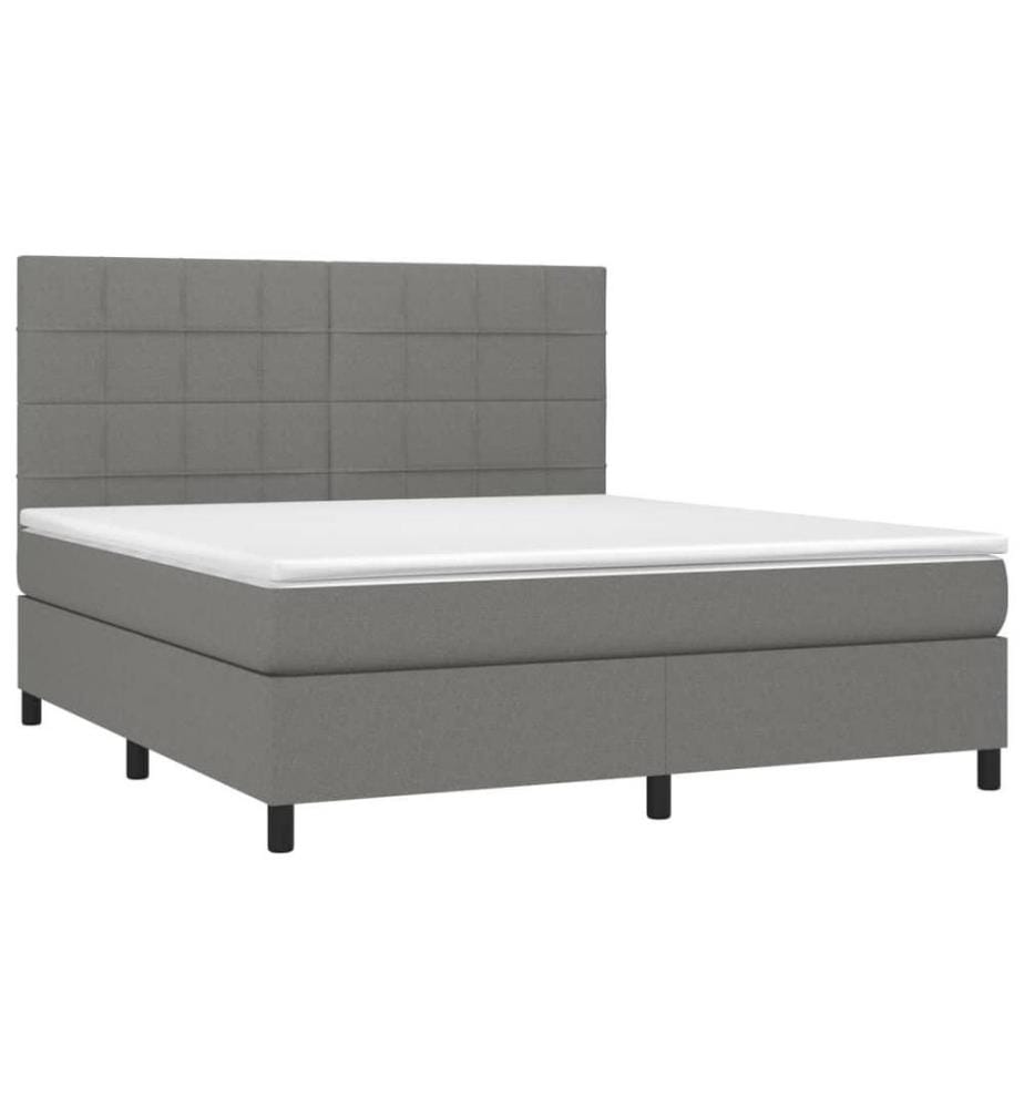 Boxspringbett mit Matratze Dunkelgrau 180x200 cm Stoff