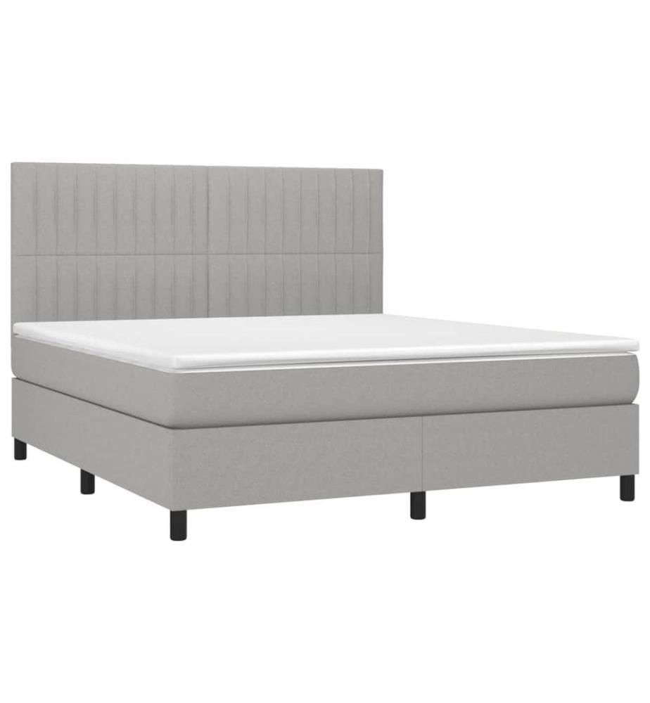 Boxspringbett mit Matratze Hellgrau 180x200 cm Stoff