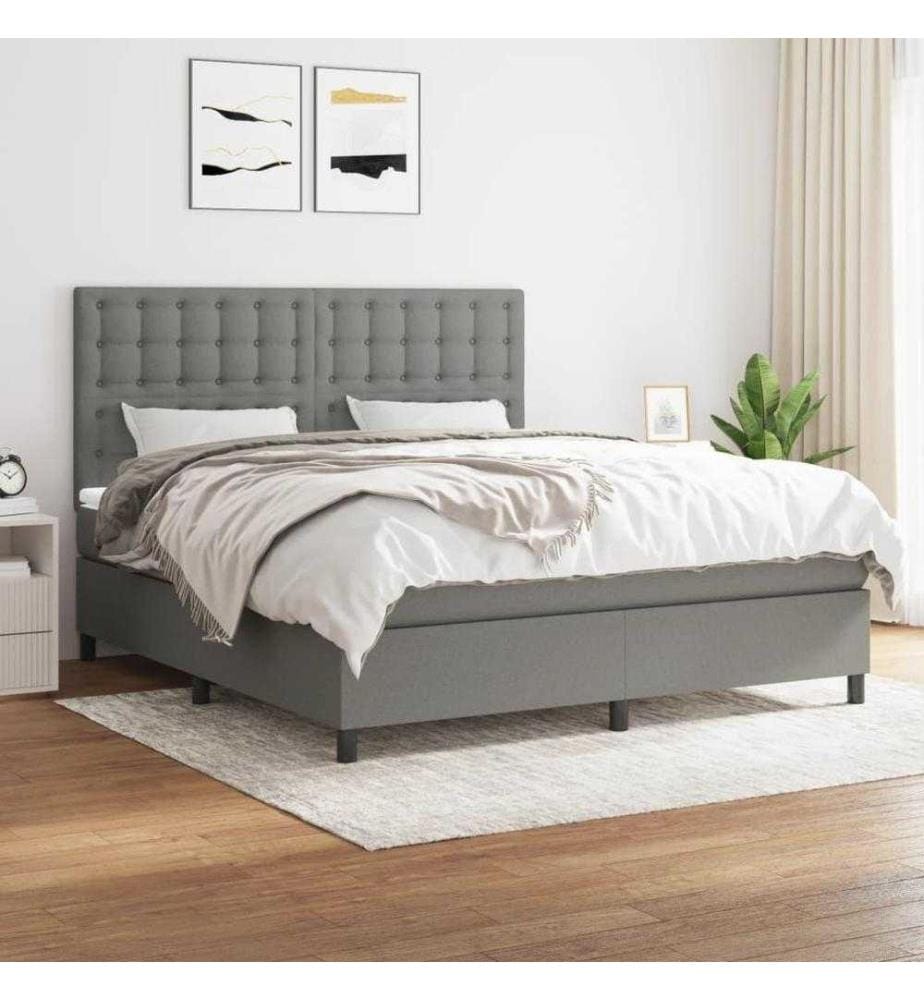 Boxspringbett mit Matratze Dunkelgrau 180x200 cm Stoff