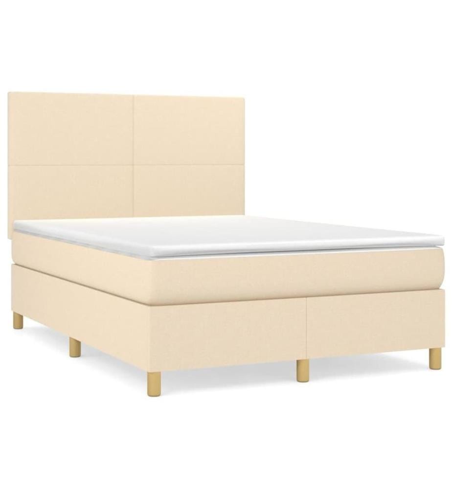 Boxspringbett mit Matratze Creme 140x200 cm Stoff
