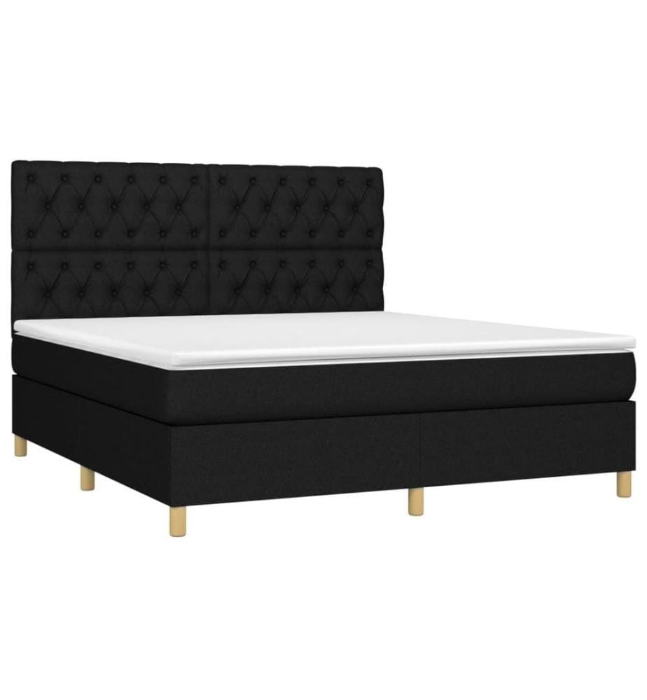 Boxspringbett mit Matratze Schwarz 160x200 cm Stoff