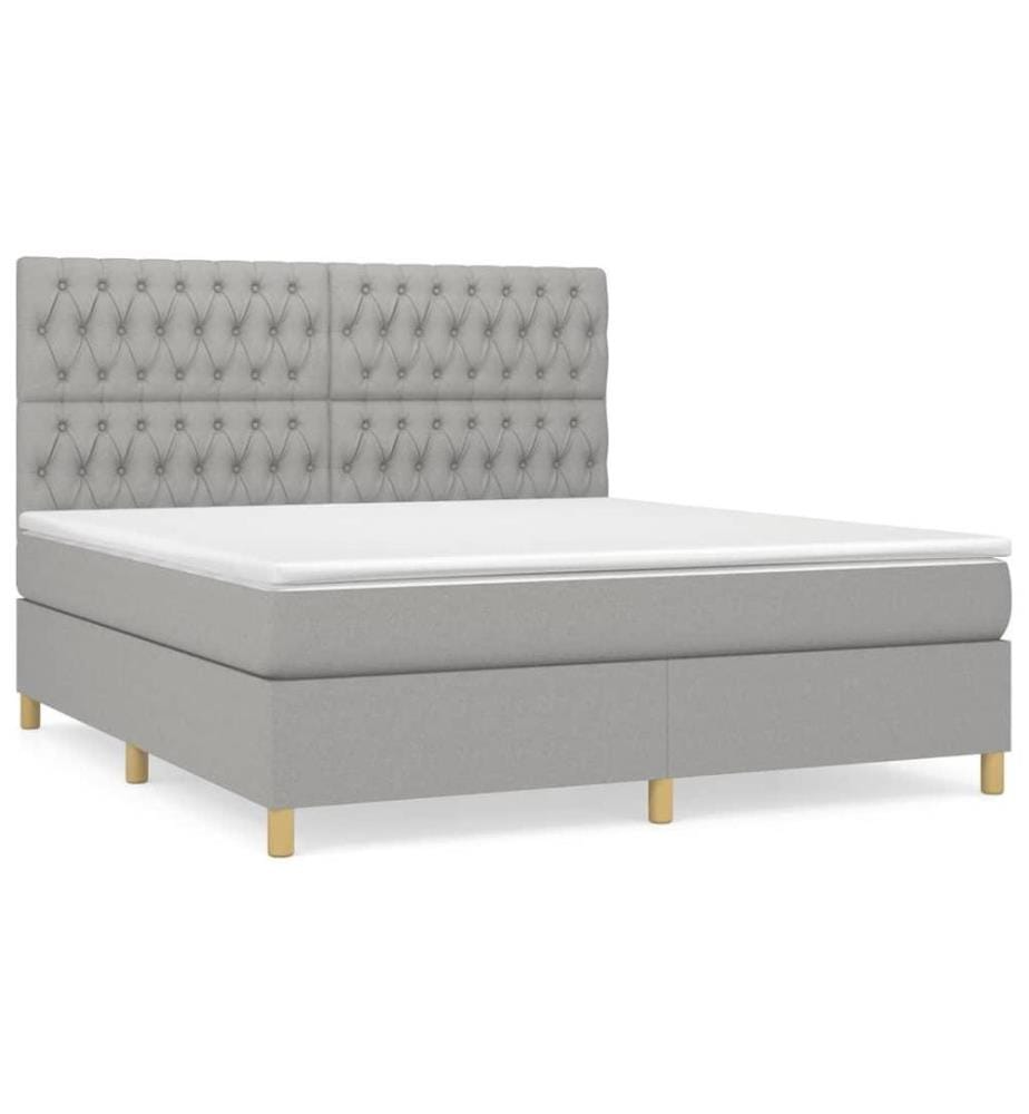 Boxspringbett mit Matratze Hellgrau 180x200 cm Stoff