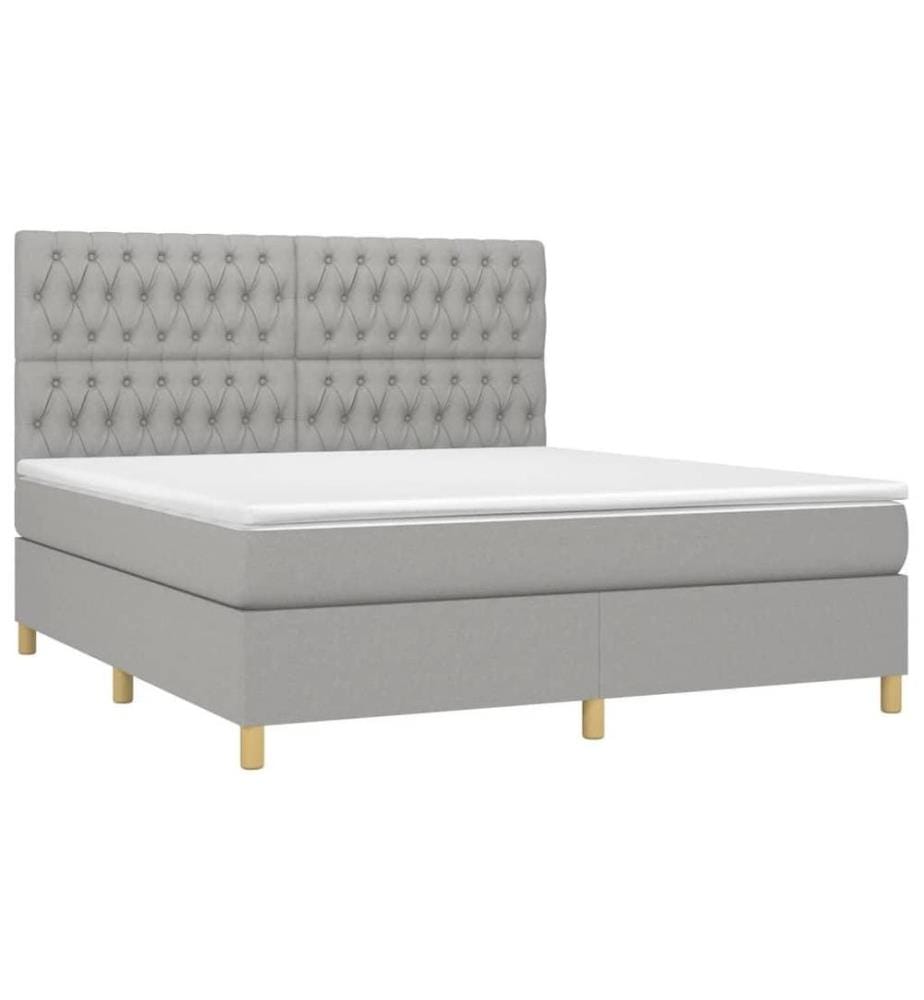 Boxspringbett mit Matratze Hellgrau 180x200 cm Stoff