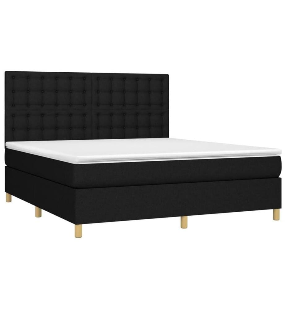Boxspringbett mit Matratze Schwarz 180x200 cm Stoff