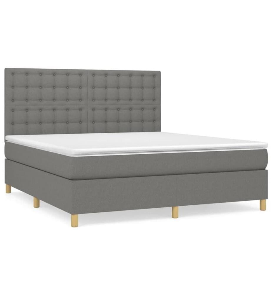 Boxspringbett mit Matratze Dunkelgrau 180x200 cm Stoff