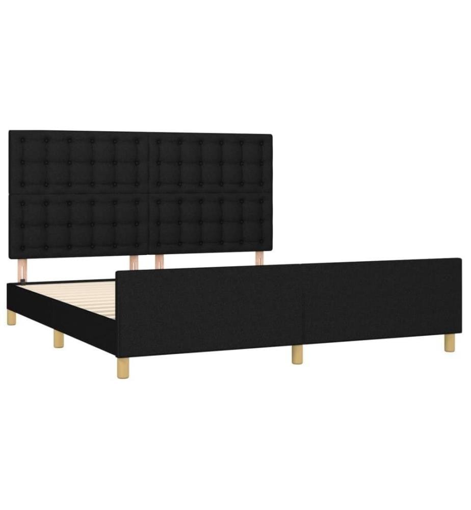 Bettgestell mit Kopfteil Schwarz 180x200 cm Stoff