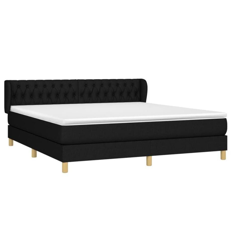 Boxspringbett mit Matratze Schwarz 180x200 cm Stoff