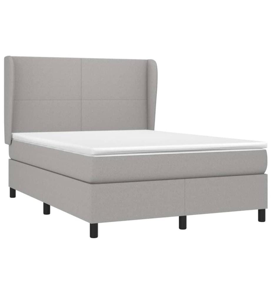Boxspringbett mit Matratze Hellgrau 140x200 cm Stoff